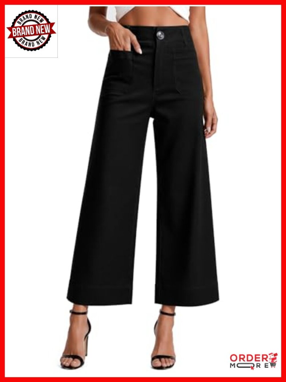 High Waisted Wide Leg Cropped Pants Stretchy Business Casual Work Pants